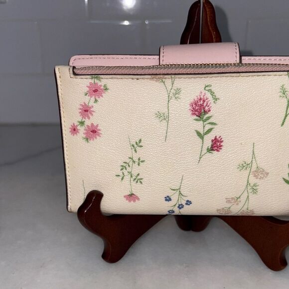 Coach Wallet Wristlet Floral Wildflower Saffiano Leather Phone Case Clutch Pink - Picture 6 of 16